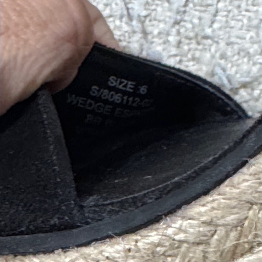 Banana Republic Suade Black Wedge Sandals with Espadrille Sole - Picture 7 of 8